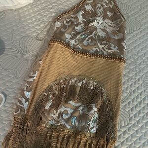 12th tribe gold sequin fringe dress